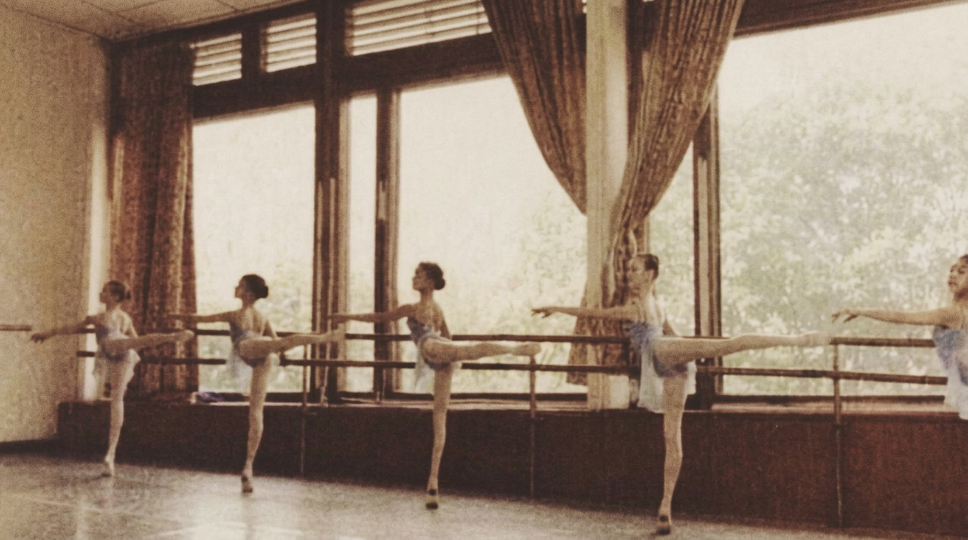 Young students at the barre at the Moscow State Academy of Choreography